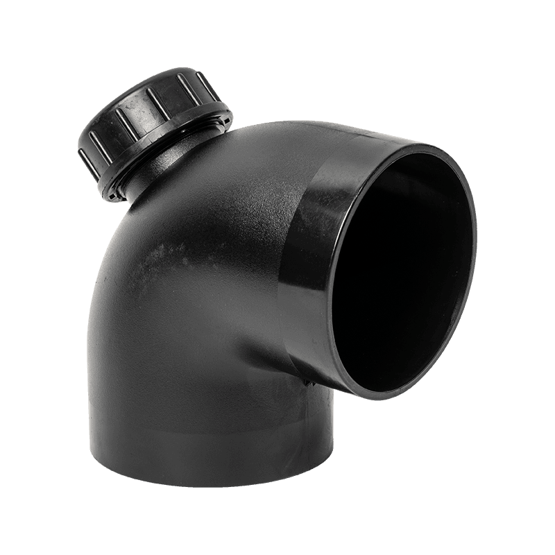 Acessórios para tubos PE cotovelo de 90° com porta de inspeção